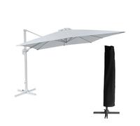 Sombrilla excéntrica molokai rectangular 3x4m blanco + funda