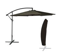 Sombrilla excéntrica oahu redonda 3,50 m de diámetro color gris + funda