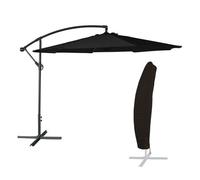 Sombrilla excéntrica oahu redonda 3,50 m de diámetro color negro + funda