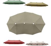 Sombrilla grande de 4,5 m x 2,7 m para patio,con 12 varillas,doble cara,cubierta de repuesto,anti-UV,tela triple para sombrilla de jardín(Taupe)