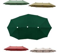 Sombrilla grande de 4,5 m x 2,7 m para patio,con 12 varillas,doble cara,cubierta de repuesto,anti-UV,tela triple para sombrilla de jardín(Dark Green)