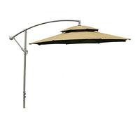 Sombrilla Grande de Dos Niveles de 2,7 m, con voladizo, 8 Varillas, para Patio, Exterior, Anti-UV, Ideal para Playa, Piscina, Patio o Tienda de campaña, Color Verde A (A Propia)