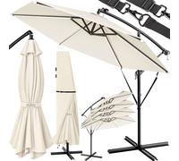 Sombrilla LED solar crema aluminio 350cm ajustable UV80+