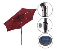 Sombrilla LED solar roja aluminio 270cm 24 luces inclinable