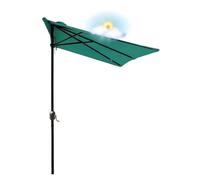 Sombrilla Media Pantalla Medio Circulo Mediana Playa 250 Cm Terraza Parasol Para Pared Con Manivela Protección Impermeable Balcón Jardín Half Circular Semicircular Patio, Sin Base(Verde)