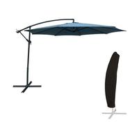 Sombrilla oahu redonda 3,50m diámetro azul gris + funda
