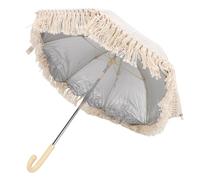 Sombrilla para Cochecito de beb con Flecos, Sombrilla Infantil de Tela Oxford con Diseo de Borla, con Abrazadera para Cochecitos, Sillas de Paseo, Gradas y Ms (Beige