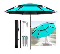 Sombrilla para Playa, sombrilla para Patio con inclinación y Anclaje para Arena, Resistente al Viento, Parasol, Ligera y Ajustable, sombrilla para Pesca, para Playa, jardín, Arena, Piscina
