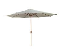 Sombrilla recta redonda Ø 3,30 m HAPUNA Beige - Sombrilla de jardín efecto madera - Apertura manivela