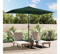 Sombrilla rectangular de 200 x 300 cm, color verde, toldo de poliéster antidecoloración con poste de acero negro y 6 costillas, plegable de manivela para patio terraza jardín