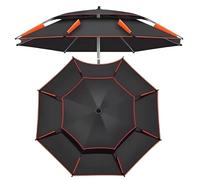 Sombrilla redonda ajustable de 360° de 200/220/240 cm con toldo de 2 niveles, 16 varillas, protección UV UPF 50+, ideal para pesca y actividades al aire libre