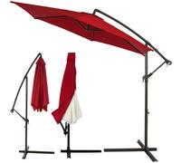 Sombrilla terraza rojo 300cm diámetro con manivela UV 50+