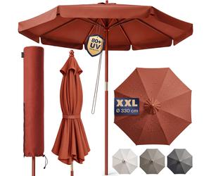Sombrilla terraza XXL madera terracota 330cm UV50+