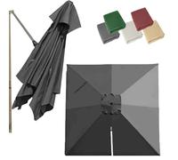 Sombrilla voladiza cuadrada de 2,4 m para patio,con 8 varillas y tela de repuesto,ideal para piscina y patio(Grey)