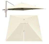 Sombrilla voladiza cuadrada de 2,4 m y 3 m con 8 varillas,tela de repuesto para sombrilla de patio,cubierta superior de sombrilla desplazada para piscina,lona anti-UV(Beige 2.5 m/8ft)