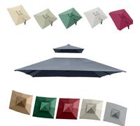 Sombrilla voladiza cuadrada de 3 m,repuesto de 8 varillas en la parte superior,toldo de sombrilla para jardín,anti-UV,para piscina,cubierta de tela de repuesto(Grey 3m/10ft Double top)