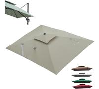 Sombrilla voladiza de 3 x 3 m, Cubierta Rectangular Grande de Repuesto para Patio, Doble, con Tela desplazada, 8 Varillas, 3 x 3 m (Superior, 9,8 x 9,8 pies)