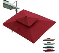Sombrilla voladiza de 3 x 3 m, Cubierta Rectangular Grande de Repuesto para Patio, Doble, con Tela desplazada, 8 Varillas, 3 x 3 m (Color Burdeos, 3 x 3 m [9,8 x 9,8 pies])