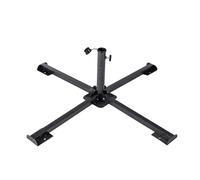 Sombrillas grandes para exteriores con base de cruces de acero de tipo pesado, inclinaciones regulables para patios, jardín, playa, camping, multiusos, soporte de paraguas de jardín regulable, Negro