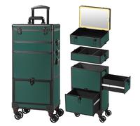 Somduy Estuche de maquillaje con espejo LED, estuche de maquillaje rodante con cajones, estuche de cosmetología con ruedas, regalo, organizadores de maquillaje de viaje, estuche de cosméticos