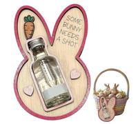 ¡Some Bunny Needs a Shot! - Soporte de cesta de madera para botellas de avión de licor, exhibición de Pascua de conejitos