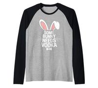 Some Bunny Needs Wodka para Beber en una Divertida Fiesta de Pascua Camiseta Manga Raglan