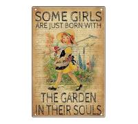 Some Girls Are Just Born With The Garden In Their Souls Little Girl Poster Decor Vintage Tin Sign Metal Signs Vintage Wall Decor for Bedroom Garden Club Bar Party Store Cafés 8 x 12 pulgadas