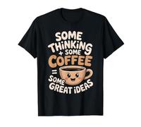 Some Thinking Some Coffee Some Great Ideas - Camiseta gráfica económica, Hombre, Negro, M