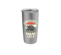 Somebody's Feral Lola Grandma Retro Feral Cat Grandma Vaso térmico de acero inoxidable de doble pared