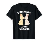 Somebunny ama a Sus Hijas, Conejito de Pascua, niña, papá, día del Padre Camiseta