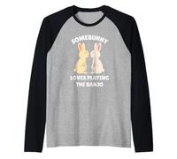 Somebunny ama Jugar Banjo Lindo Conejo de Pascua Banjoist Camiseta Manga Raglan