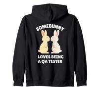 Somebunny ama ser un probador de Control de Calidad, Bonito Regalo de Trabajo de Conejo de Pascua Sudadera con Capucha