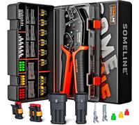 SOMELINE Kit de conectores automotrices impermeables, con crimpadora de 22-14 AWG y conectores de cable a cable sellables de 2/3 pines, kit de herramientas de crimpado de conectores impermeables