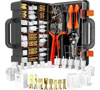 SOMELINE Kit de crimpado de conectores de cables automotrices, crimpadora de terminales de desconexión rápida no aislados 24-14 AWG, enchufes y tomas de 2-9 pines 2,8 mm/6,3 mm