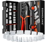 SOMELINE Kit de Crimpadora Conectores, 18 Tipos de Mini-Fit Jr 4,2mm (2-16 Pines, AWG 24-16/0,25-1,5 mm²), Crimpadora 0,05-1,5 mm² Compatible con Molex Dupont KF2510 - para PC, ATX, GPU