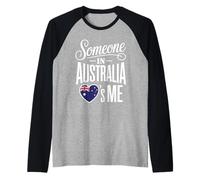 Someone In Australia Loves Me Heart Flag Camiseta Manga Raglan