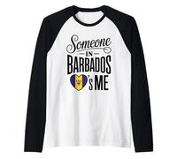 Someone In Barbados Loves Me Heart Flag Forever Camiseta Manga Raglan