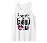 Someone In Cambodia Loves Me Heart Flag Theme Camiseta sin Mangas