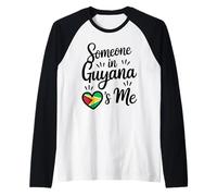 Someone In Guyana Loves Me Heart Flag Long Distance Camiseta Manga Raglan