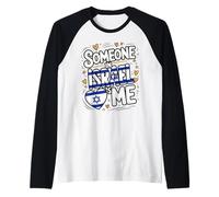 Someone In Israel Loves Me Cute Israel Heart Camiseta Manga Raglan