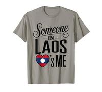 Someone In Laos Loves Me Heart Flag Long Distance Family Camiseta