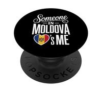 Someone In Moldova Loves Me Moldovan Heart Flag PopSockets PopGrip Adhesivo