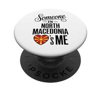 Someone In North Macedonia Loves Me Heart Flag PopSockets PopGrip Adhesivo