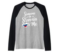 Someone In Slovenia Loves Me Heart Flag Quote Camiseta Manga Raglan