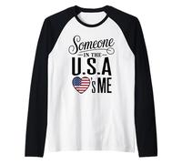 Someone In The U S A Loves Me Heart Flag Camiseta Manga Raglan