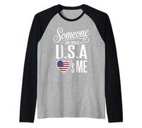 Someone In The U S A Loves Me Heart Flag Camiseta Manga Raglan