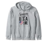 Someone In The U S A Loves Me Heart Flag Sudadera con Capucha