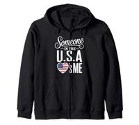 Someone In The U S A Loves Me Heart Flag Sudadera con Capucha