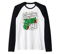 Someone In Zambia Loves Me Heart Flag Family Camiseta Manga Raglan