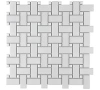 SomerTile Metro Basketweave - Azulejo de mosaico de porcelana blanco mate con lunares blancos brillantes de 11.75 x 11.75 pulgadas